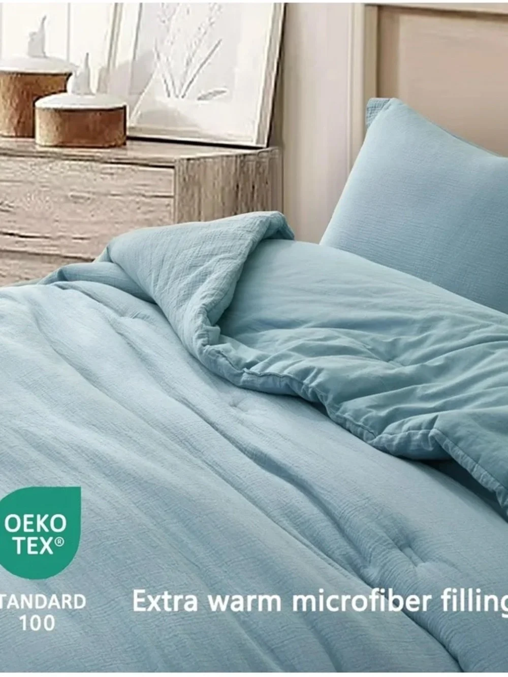 Blue Cotton cal king 3 piece Comforter Set